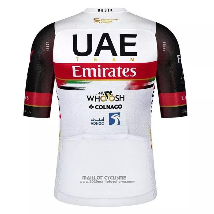 2021 Maillot Cyclisme UAE Noir Blanc Rouge Manches Courtes et Cuissard